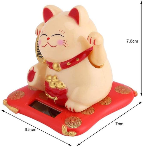 Acogedor Solar Waving Cat, Good Luck Lucky Welcoming Cat Waving Arm, for Car Home Office Decoration(White)...