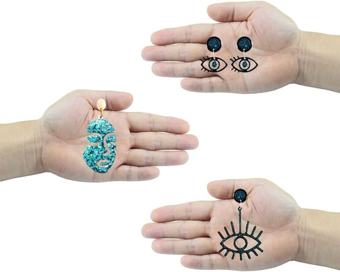 FUNSHOWCASE Evil Eye Earring Epoxy Resin Silicone Molds Woman Face Dangle Jewelry Casting Supplies 3-Bundle...