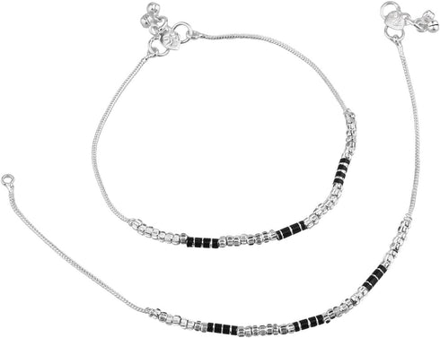 Efulgenz Indian Silver Tone Chain Anklet Set for Women Bracelet Payal Foot Jewelry for Women...