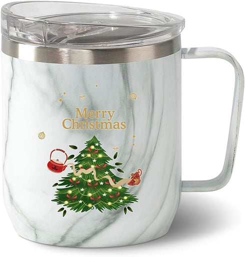 VAHDAM Christmas Mug, Christmas Gifts For Women, Men & Adults | Stainless Steel, Vacuum Insulated Coffee Mug with Lid - 10 oz | Christmas Gifts 20...