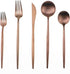 Matte Rose Gold Silverware Set,Gugrida 5-Piece 18/10 Stainless Steel Satin Finish Flatware Set,Kitchen Utensil Set,Tableware Travel Cutlery Set fo...