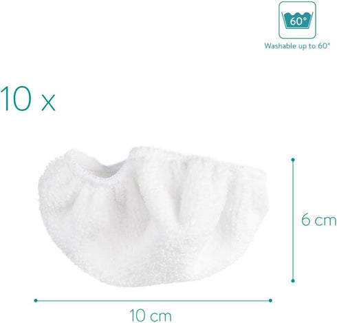 Navaris Microfibre Pads for Steam Cleaner - Set of 10 Replacement Cloths Handheld Steamer 49454 - Washable Wipes for Floor, Wall, Cleaning...
