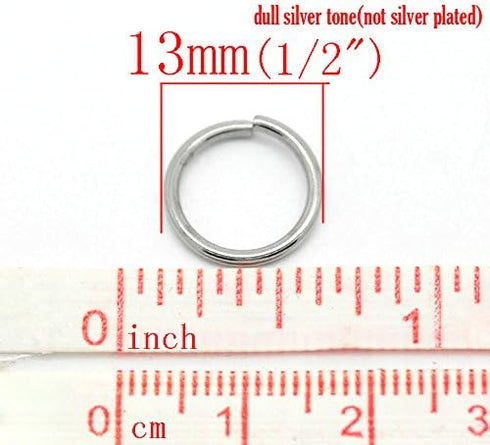 VALYRIA 200pcs Stainless Steel Open Jump Rings Connectors Jewelry Finding Silver Tone 13(1/2") x1.4mm...