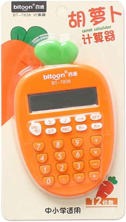 Desktop Calculator 12 Digit, Kawaii Mini Calculator Cute Carrot Portable Small Basic Students Calculators for Home Office Supplies...