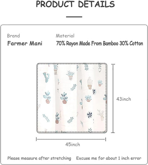 Muslin Soft Swaddle Blankets, Muslin Quilt Baby Blanket for Boy Girl Toddler Daycare, Kids Swaddle Wrap, 43X45inchs (Potted Plant)...