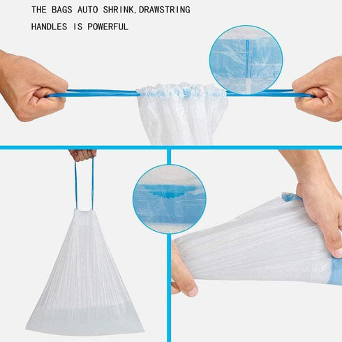 Small Trash Bag, 1.2 Gallon Garbage Bags for Bathroom 75 Counts, 1 Gallon Trash Can liners with Drawstring, Blue Strap Basket Liners, Mini Trash B...