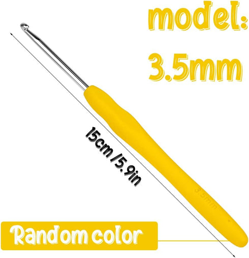 Crochet Hook, 3.5 mm Ergonomic Crochet Hook, Crochet Needles, Ergonomic Handle Crochet Hook, Knitting Needles with Soft Handle Beginners and Exper...