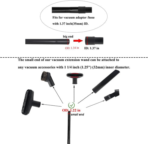 3 Pcs 1.25inch 32mm Vacuum Extension Wand 1 1/4" Plastic Wand Pipe for Vacuum Cleaner Replacement Tubes Extend to 14.6 inch Long...