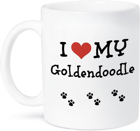 3dRose mug_183658_1 "I Love My - Golden doodle" Ceramic Mug, 11 oz...