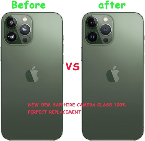 3 Pcs Back Camera Lens Glass Replacement for iPhone 13 Pro 6.1 Inch / 13 Pro Max 6.7 Inch, Original Rear Lens Glass Replacement with Adhesive Prei...