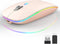 Uiosmuph LED Wireless Mouse, G12 Slim Rechargeable Silent Mouse, 2.4G Portable Optical Computer Mice with Receiver and Type C Adapter (Nude Pink)...