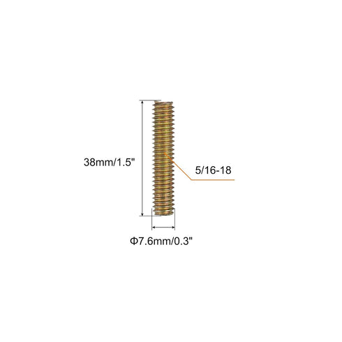 uxcell 8pcs Fully Threaded Rods 5/16x1-1/2" All Thread Studs Long Threaded Screw Carbon Steel for Furniture Garden Railing Mounting Assembly Faste...