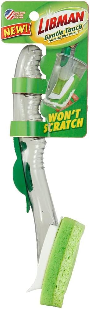 Libman Gentle Touch Foaming Dish Wand Bundle with Curved Kitchen Brush and Two Sponge Refills...