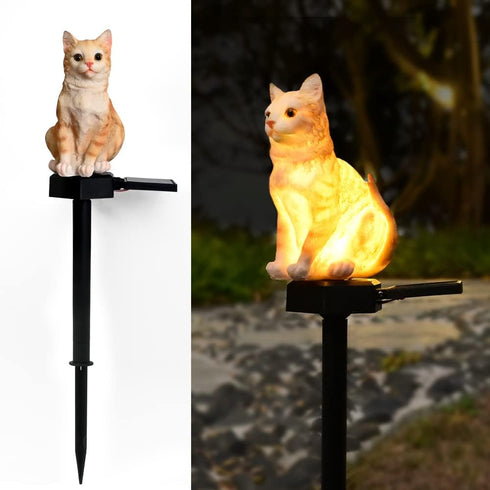 Garden Cat Decor Ornaments Outdoor Solar Light Lawn Decorations Cute Animal Stake Patio Yard Statue Waterproof Gifts for Cat Lovers...