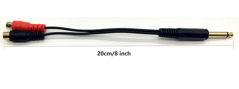 Qaoquda 6.35mm to 2 RCA Cable, Gold Plated 1/4 inch Mono TS Male to 2 Dual RCA Female Plug Y Splitter Adapter Cable - 8 Inch......