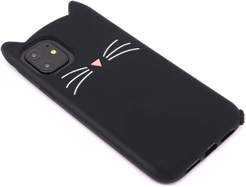 Cute iPhone 11 Case, Funny Animals Black Whisker Cat Ears Kitty 3D Cartoon Soft Silicone Shockproof Cases Cover Skin for Girls Kids Women...