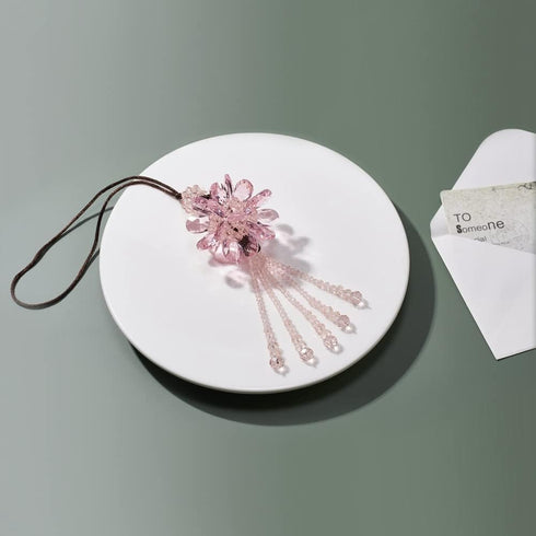 Crystal Flower Ball Car Pendant Lucky Car Mirror Hanging Ornament Crystal Suncatcher Hanging Charm Auto Interior Decoration, Pink...