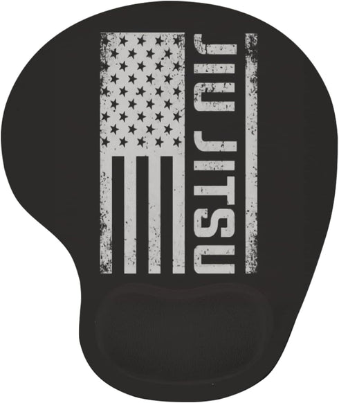 Brazilian Jiu Jitsu American Flag Mouse Pad with Wrist Support-Bottom Nonslip Personalized Mouse Pad Relieve Wrist Pressure Keyboard Mouse Pad Can...