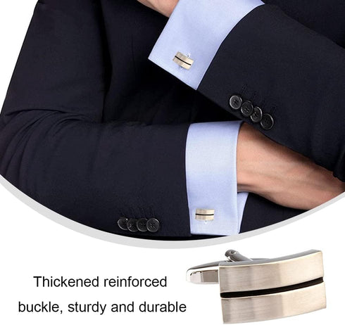 2 Pcs Cufflinks Stripes Cuff Link Knot Simple Shirt Studs for Graduation Ceremonies and Business Meeting Gold Black Cufflinks for Men Ideal for We...