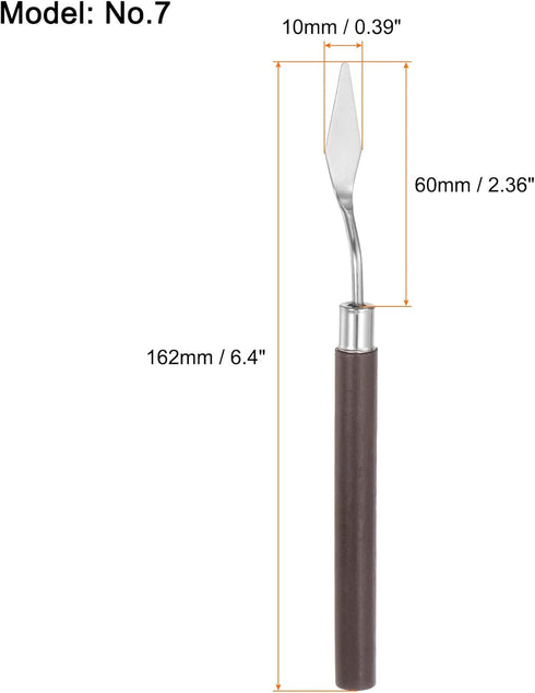 2pcs No.7 Palette Knives 10mm Width Stainless Steel Small Pointy Spatula Painting Pallet Knife with Wood Handle for Oil Acrylic Canvas Mixing Spre...