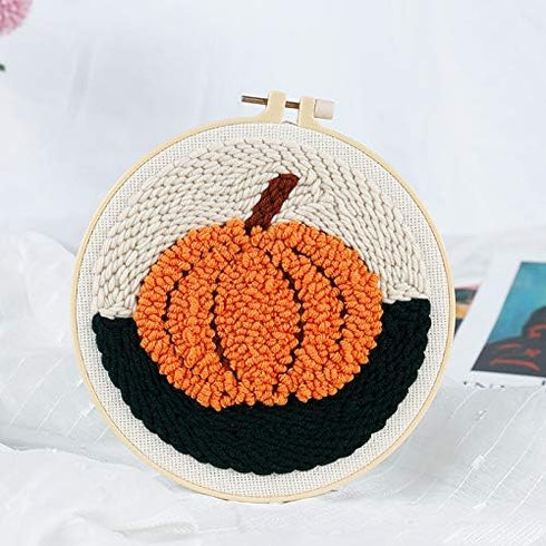 Punch Needle Embroidery kit DIY Pumpkin Cross Stitch Hoop Craft Kits Handcraft Embroidery (XMD-PD-65)......