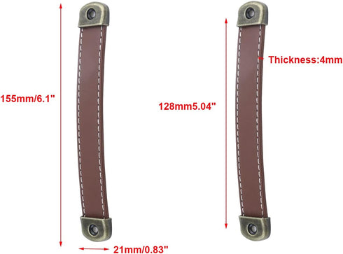 Semetall 10 Pack Leather Drawer Pulls,6.1" Length Cabinet Handles Pulls for Furniture Door Cupboard Dresser Handles 5" Hole Center,Brown...