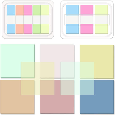 BAYTORY Transparent Sticky Notes, 3 x 3 inch Clear Waterproof See Through Memo Pad, Self-Adhesive Translucent Writable Index Tabs for Annotating B...