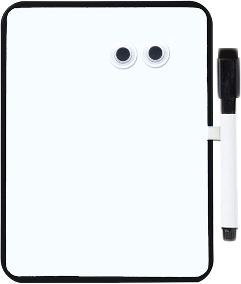 Magnetic Dry Erase Board for School Locker, 6" x 8", Black Framed with Marker and 2 Magnets - Small Whiteboard for Classroom, Home, Office, Travel...