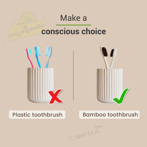 Bamboo Toothbrush with Charcoal Activated Soft Bristles - Gentle on Teeth, Light Weight, Eco friendly,Vegan, Natural & Zerowaste-Dental & Oral Car...