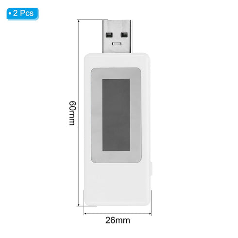 PATIKIL USB Tester,2pcs USB Power Meter Voltage Current Tester 4-30V 0-6.5A 0-195W Safety QC Fast Charging Voltmeter Ammeter Multimeter Voltage Me...