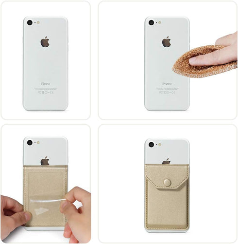 Card Holder for Back of Phone Adhesive Cell Phone Leather Wallet Stick On Card Holder Credit Card Holder Pocket for Men Women RFID Blocking Covers...