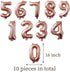 10 pcs 16inch Number Rose Gold Mylar Balloons, 0~9 Rose Gold Foil Balloons for Birthday Wedding Party Decorations Number Balloons...