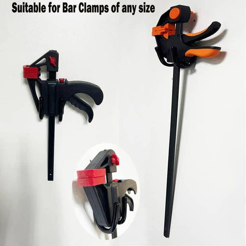 4 Pack Bar Clamp Wall Hanger Wall Storage Clip Bar Clamp Wall Rack Wall Mount Storage Utility Hooks, for Bar Clamp and other woodworking tools, Ha...