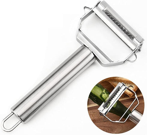 Ultra Sharp Vegetable Peeler?Stainless Steel 2 in 1 Julienne Vegetable Peeler Perfect for Carrot Potato Cucumber Gadget Vegetable Fruit (Silver)...