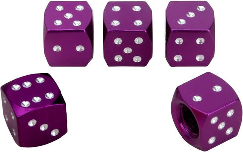 Senzeal 5X Aluminum Dice Valve Caps Car Truck Motorcycle Wheel Bicycle Tire Valve Stem Caps Purple...