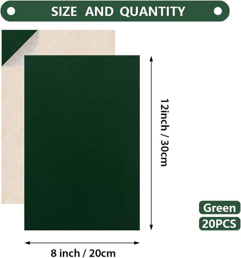 20PCS Self-Adhesive Velvet Fabric Flocked Fabric Sheets, DIY Velvet Fabric for Art & Crafts, Jewelry Box and Drawer Liner (A4 Size,Green)...