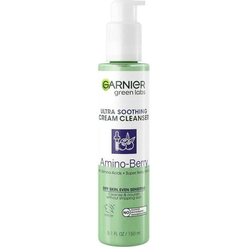 Garnier Green Labs Amino-Berry Soft Gentle Facial Cream Cleanser Hydrates and Soothes Skin, 5.07 fl oz...