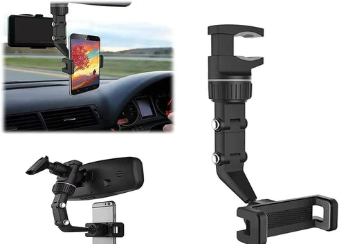 2 Pack of Rearview Mirror Mobile Phone Car Holder Universal 360 Rotating Car Phone Holder and GPS Holder Rearview Mirror Clip...