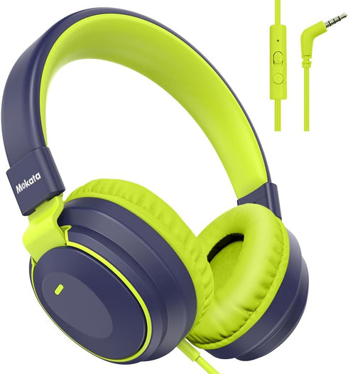 Headphone Kids Volume Limited 85/96dB Wired Over-Ear/On-Earr Foldable Headset with Inline Cable Aux 3.5mm Cord Mic for Boy Girl Child School PC No...