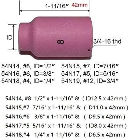 RIVERWELD TIG Gas Lens Collets Boby 13N24 45V26 (3/32" & 2.4mm Orifice) Ceramic Cup 54N14#8 (1/2") 54N01 TIG Gas Lens Insulator for QQ300 DB SR CK...