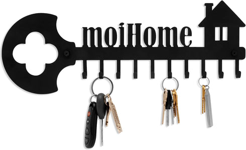 Key Organizer Wall Mount Rack - Decorative 10 Hook Iron Key Ring Holder for Wall - Ideal for Entryway, Front Door, Kitchen, Hallway - Includes Scr...