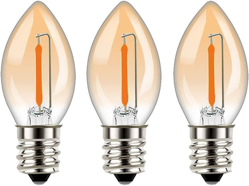 Tsunetani-C7 Edison LED Filament Mini Night Light Bulbs 0.5W Equivalent to 5 Watt Incandescent - E12 Candelabra Base 2200K Ultra Warm White for Ho...
