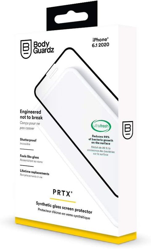 BodyGuardz PRTX Shatterproof Synthetic Glass Screen Protector for iPhone 12 Pro...