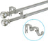 TLBTEK 3PCS Silver Curtain Rod Bracket,Double Curtain Rod Hanging Brackets Wall Mount Heavy Duty,Adjustable Curtain Rod Holders Hardware for Windo...