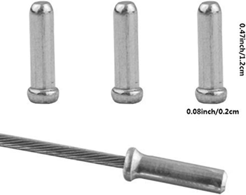 100 Pcs Cable End Crimps, Bike Cable End Caps, Alloy Road Mountain Bikes Brake Tips Shifter, Silver,with Storage Box...