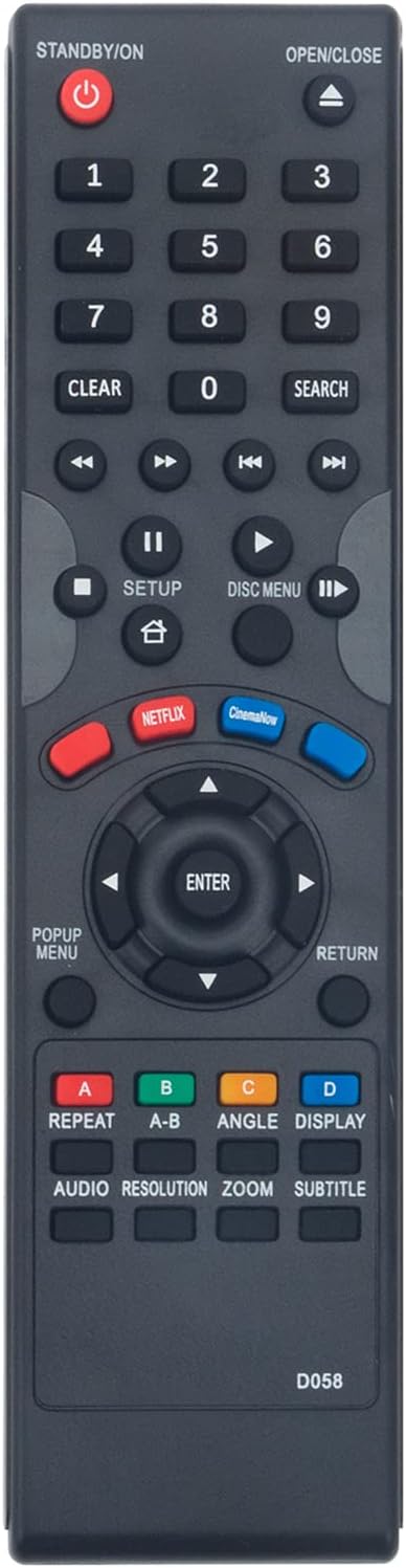 D058 Replacement Remote Control Supports for Dynex Blu-ray Disc DVD Player DX-WBRDVD1 DXWBRDVD1CA DX-WBRDVD1-CA DXWBRDVD1 Blu Ray Bluray DVDs...