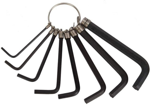 8 pcs Hexagon Key Wrench Set with Keychain Allen Wrench Bike Repair Tool, L Shape, Wrench Size: 1.5mm, 2mm, 2.5mm, 3mm, 3.5mm, 4mm, 5mm, 6mm (Blac...
