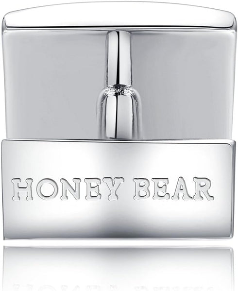 HONEY BEAR Rectangle Stripe Cufflinks for Mens Steel Wedding Gift Silver...