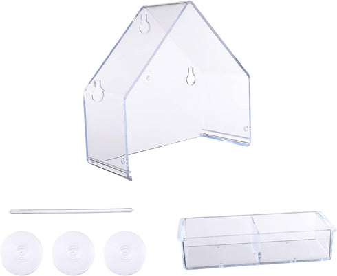 SUQ I OME Outside Wild Clear Window Mounted Bird Feeders with Strong Suction Cups, Acrylic Clear, Window Bird House Feeder for Cardinals, Blue Jay...