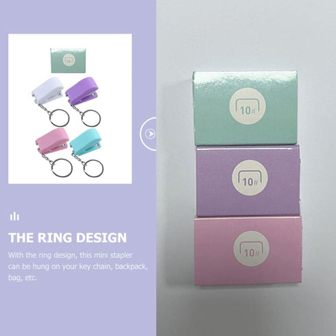 Heavy Duty Keychain 5 Pieces Mini Stapler, Tiny Office Stapler Small Keychain Staplers Hand Staplers Portable Desktop Stapler for Office Stapler D...